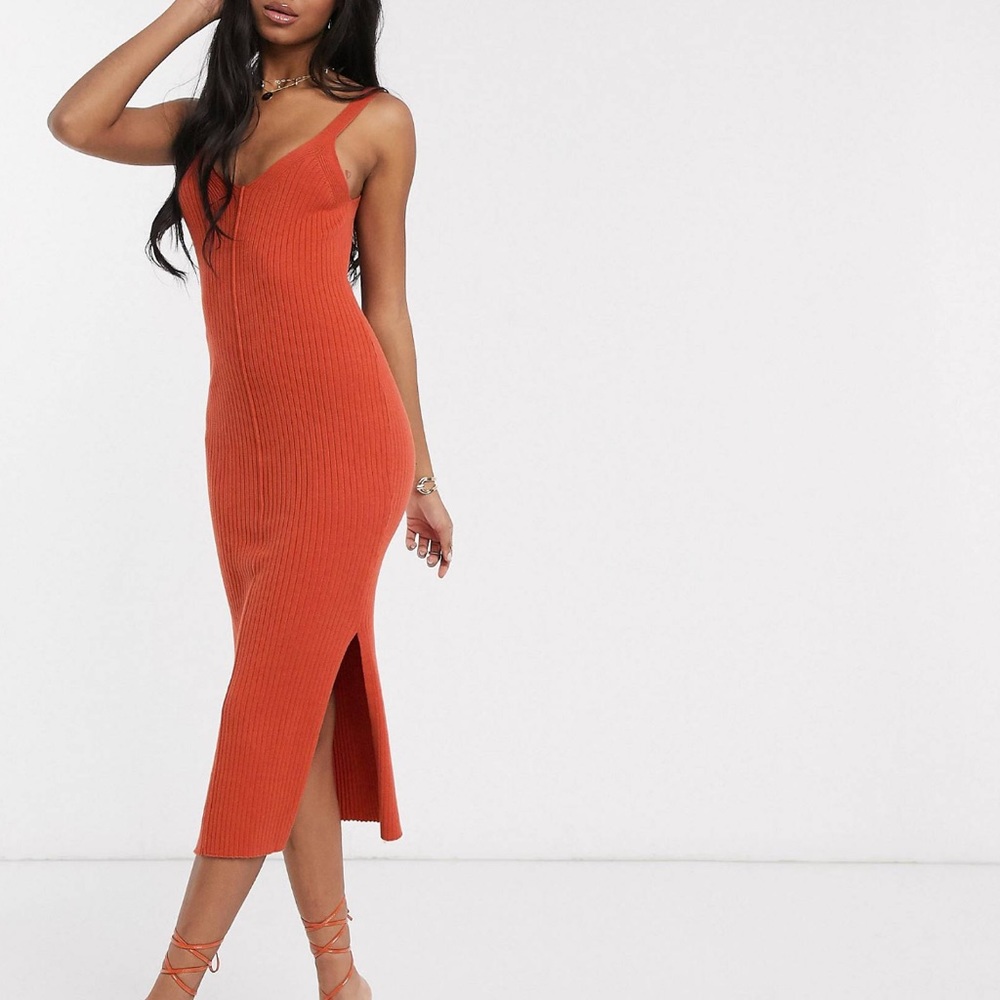 ASOS DESIGN rib knitted sleeveless midi dress